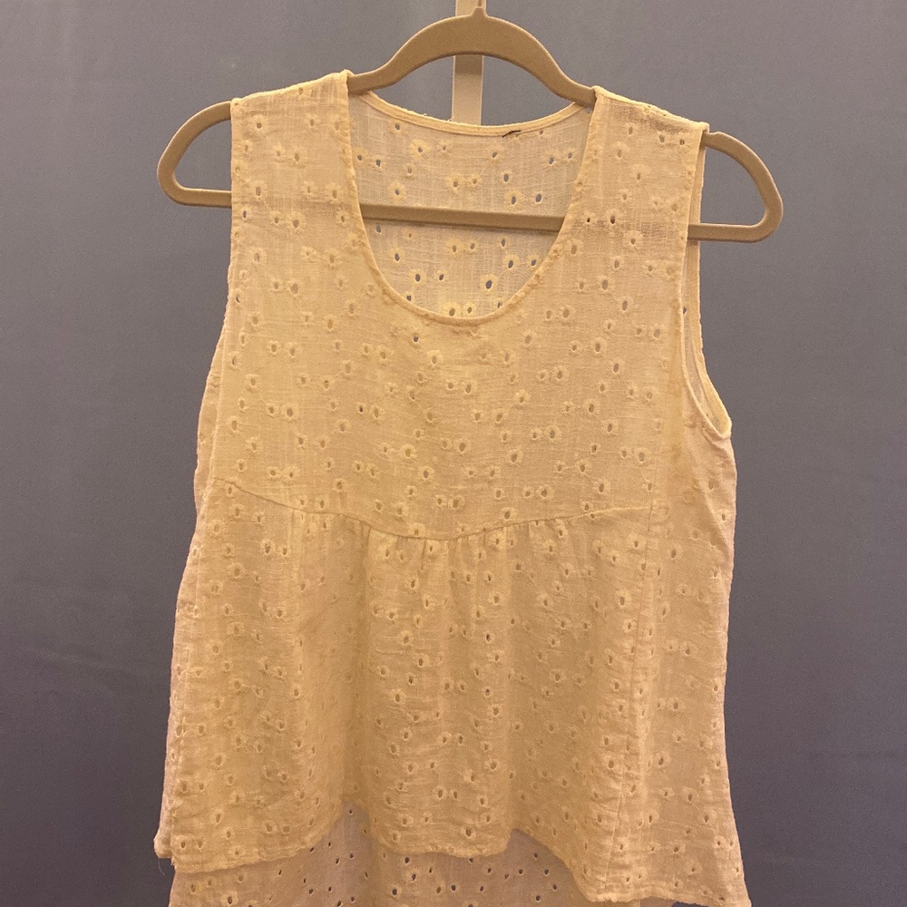 Free People White Sleeveless Boho Top |  Size Medium